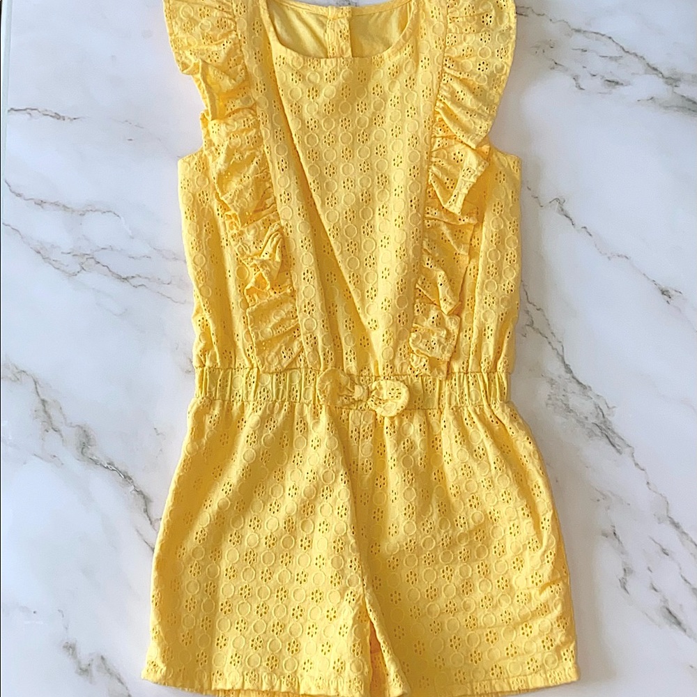 Toddler Girl’s Yellow Eyelet Romper